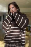 Big Softie Stripe Funnel Grunge Knit Chocolate Stone